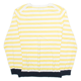 TOMMY HILFIGER Womens Patterned Jumper White Striped V-Neck Tight Knit XL