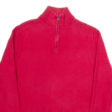 CHAPS Mens Jumper Red 1/4 Zip Tight Knit M
