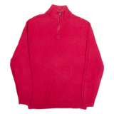 CHAPS Mens Jumper Red 1/4 Zip Tight Knit M