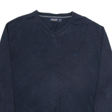 NAUTICA Mens Jumper Blue V-Neck Tight Knit XL
