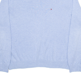 TOMMY HILFIGER Mens Jumper Blue V-Neck Tight Knit L