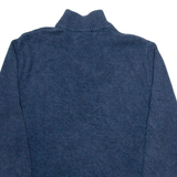 CHAPS Mens Jumper Blue Button Neck Tight Knit L