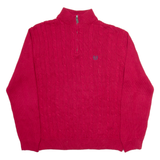 CHAPS Mens Jumper Red 1/4 Zip Cable Knit L