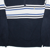 NAUTICA Mens Patterned Jumper Black Striped 1/4 Zip Tight Knit 2XL
