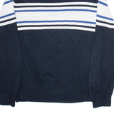 NAUTICA Mens Patterned Jumper Black Striped 1/4 Zip Tight Knit 2XL