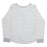 TOMMY HILFIGER Womens Patterned Jumper Grey Striped Button Neck Tight Knit L
