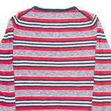 TOMMY HILFIGER Womens Patterned Jumper Red Striped V-Neck Tight Knit L