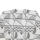 Mens Patterned Jumper White Geometric Tight Knit L