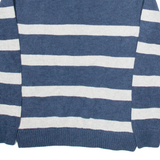 CHAPS Mens Patterned Jumper Blue Striped Button Neck Tight Knit S