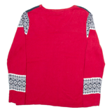 TOMMY HILFIGER Mens Jumper Red V-Neck Tight Knit L