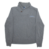 TOMMY HILFIGER Mens Jumper Grey Button Neck Tight Knit S