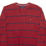 TOMMY HILFIGER Mens Patterned Jumper Red Striped Tight Knit M