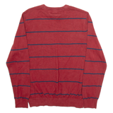 TOMMY HILFIGER Mens Patterned Jumper Red Striped Tight Knit M