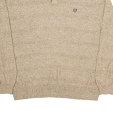CHAPS Mens Jumper Brown Button Neck Tight Knit XL