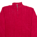 CHAPS Mens Jumper Red 1/4 Zip Cable Knit L