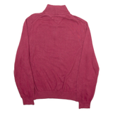 TOMMY HILFIGER Mens Jumper Maroon 1/4 Zip Tight Knit L