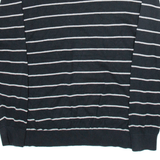 TOMMY HILFIGER Mens Patterned Jumper Black Striped V-Neck Tight Knit M
