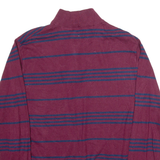 CHAPS Mens Patterned Jumper Maroon Striped 1/4 Zip Tight Knit L