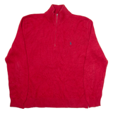 POLO RALPH LAUREN Mens Jumper Red 1/4 Zip Tight Knit L