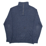 CALVIN KLEIN JEANS Mens Jumper Blue 1/4 Zip Tight Knit L