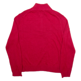 POLO RALPH LAUREN Mens Jumper Red 1/4 Zip Tight Knit L