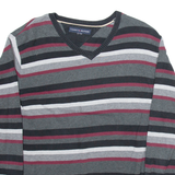 TOMMY HILFIGER Mens Patterned Jumper Grey Camouflage V-Neck Tight Knit M