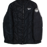 REEBOK Womens Puffer Coat Black Hooded L