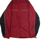 CHAMPION Fleece Lined Mens Jacket Red Nylon Hooded Colourblock XL