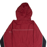 CHAMPION Fleece Lined Mens Jacket Red Nylon Hooded Colourblock XL