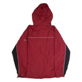 CHAMPION Fleece Lined Mens Jacket Red Nylon Hooded Colourblock XL