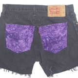 LEVI'S Cut Off Patterned Pocket 501 Womens Denim Shorts Black M W33