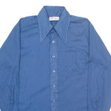 BYRON Mens Plain Shirt Blue Long Sleeve M