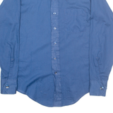 BYRON Mens Plain Shirt Blue Long Sleeve M