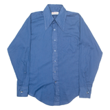 BYRON Mens Plain Shirt Blue Long Sleeve M