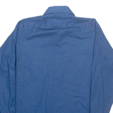 BYRON Mens Plain Shirt Blue Long Sleeve M