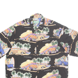 REYN SPOONER Mens Hawaiian Shirt Black Crazy Pattern L