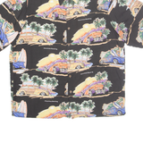 REYN SPOONER Mens Hawaiian Shirt Black Crazy Pattern L