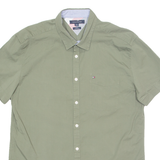 TOMMY HILFIGER Mens Plain Shirt Green XL