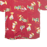 CHEROKEE Mens Hawaiian Shirt Red Crazy Pattern M