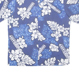 BLUE WAVE Mens Hawaiian Shirt Blue Floral L