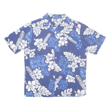 BLUE WAVE Mens Hawaiian Shirt Blue Floral L