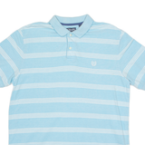 CHAPS Stretch Mens Polo Shirt Blue Striped L