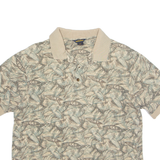 WOOLRICH Mens Polo Shirt Beige 90s Crazy Pattern L