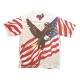 COTTON TRADERS USA Mens Polo Shirt Cream 90s Crazy Pattern XL