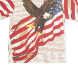 COTTON TRADERS USA Mens Polo Shirt Cream 90s Crazy Pattern XL