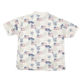 CROFT & BARROW USA Mens Polo Shirt Cream 90s Crazy Pattern XL