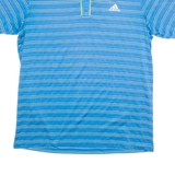 ADIDAS Stretch Mens Polo Shirt Blue Striped M
