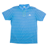 ADIDAS Stretch Mens Polo Shirt Blue Striped M
