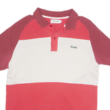 LACOSTE Mens Polo Shirt Red 90s Colourblock M
