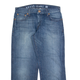 GUESS Rebel Mens Jeans Blue Regular Straight Stone Wash W33 L30